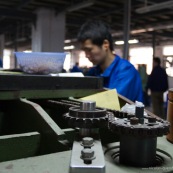 Engrenages d'une machine, usine en Chine.